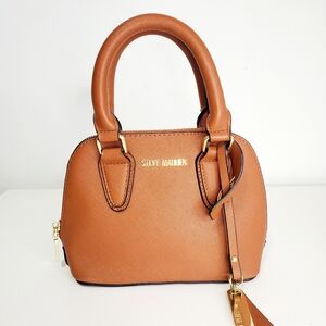 Steve Madden Tan Mini Dome Satchel with Gold Hardware